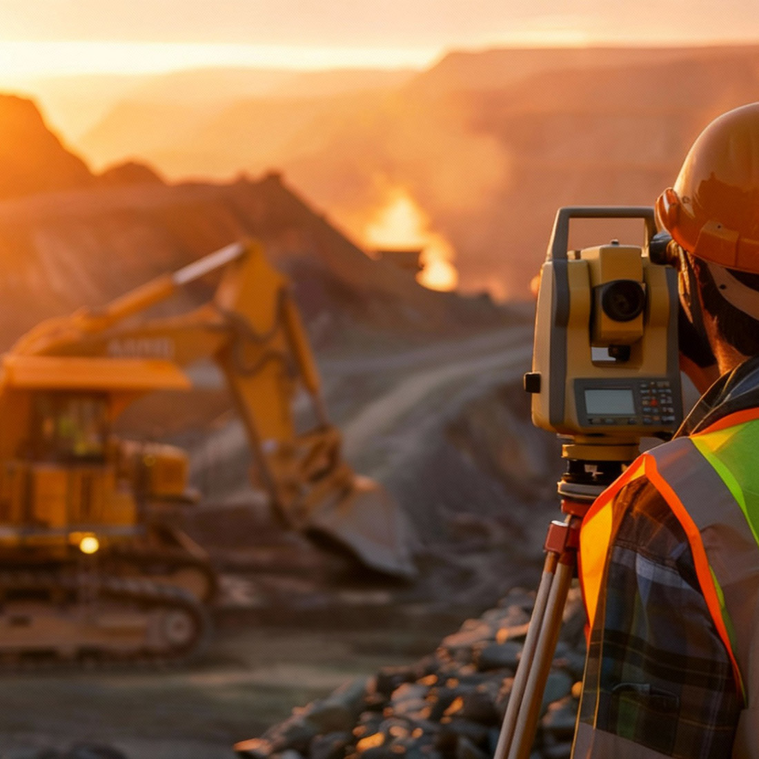 Bei der Vermessung in einem Steinbruch
